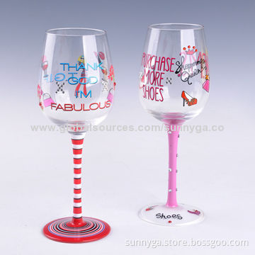 New Arrive Hand Painted Wine Glass, 65mm Top Diameter, 405mL Capacity